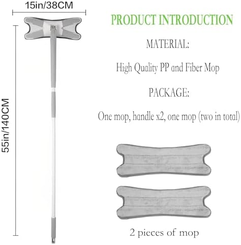 Microfiber Mop, Easy Squeeze and Spin Mop, Easy Squeeze Mop.lt is-Suitable forCleaning of Kitchen-Hardwood-Floors, Marble, Tiles, Laminate-Floors. Includes 2Replacement mop-Pads-(Grey)