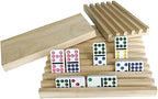 Yuanhe Domino Holder Trays Rack - Set of 4 Wooden Tiles Stand Holders for Mexican Train Rummy Chickenfoot