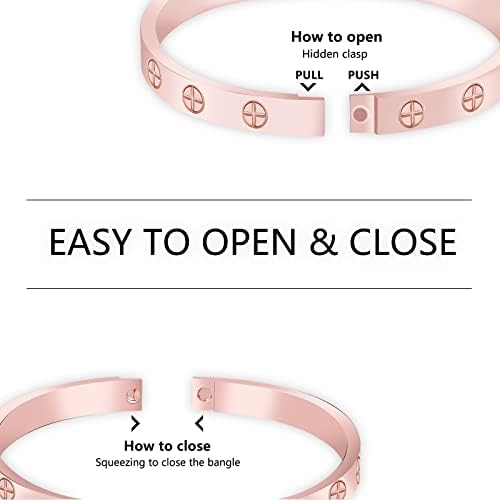Friendship Love Bracelet for Women - 18K Gold Plated Titanium Steel Cuff Bangle | Cubic Zirconia Jewelry Gift, Simple & Durable Everyday Wear (S/M/L Size)