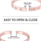 Friendship Love Bracelet for Women - 18K Gold Plated Titanium Steel Cuff Bangle | Cubic Zirconia Jewelry Gift, Simple & Durable Everyday Wear (S/M/L Size)