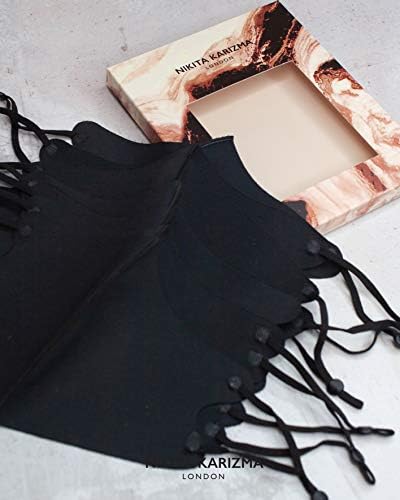 KARIZMA Face Wardrobe Cloth Face Mask for Women Pack. 6 Buttery Soft Black Face Masks Washable Fabric with Adjustable Ear Loops. Face Mask Reusable and Stretchy. Comfortable and Fresh Facemask