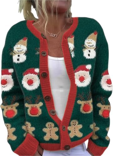 Fall Halloween Cardigans Sweater for Women Funny Holiday Graphic Long Sleeve Knit Button Down Sweatshirt Tops