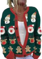 Fall Halloween Cardigans Sweater for Women Funny Holiday Graphic Long Sleeve Knit Button Down Sweatshirt Tops