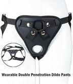 Double Penetration Strap On Harness Pants Adult Anal Sex Toy with Double Hole for Male Couples Adjustable Wearable Dildo Pants BDSM Sex Restraint with Two O Rings Universal for Different Penis Sizes