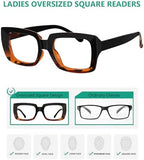 Eyekepper 4 Pack Stylish Reading Glasses Women - Oversized Square Readers Black/Tortoise