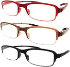 3 PRS Southern Seas Folding Reading +2.00 Glasses Travel 1x Black, 1x Brown, 1x Red Spectacles