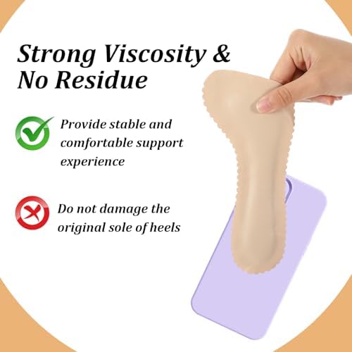 4 Pcs High Heel Cushion Inserts for Women 2 Pairs Gel Arch Support Insoles for Sandals Flats Barefoot Shoes Comfort for Work Parties Weddings Dances Travel Invisible Shoe Pads