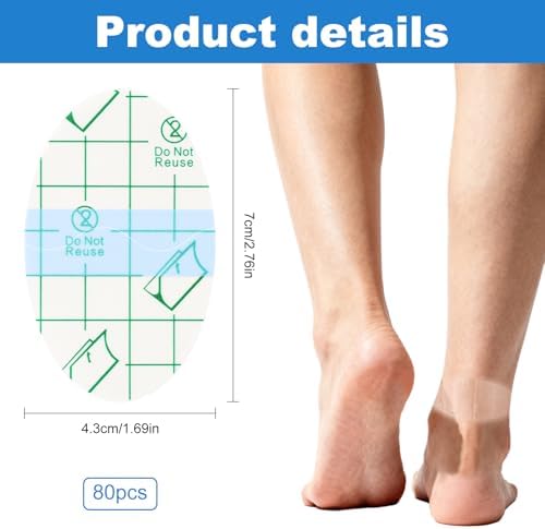 Self-Adhesive Invisible Heel Anti-Wear Stickers - 80 PCS Foot Care Sticker, Waterproof Foot Care Heel Protection Pad, Transparent Heel Protector Sticker for High Heels,Sports Shoe(1.7×2.6 Inch)