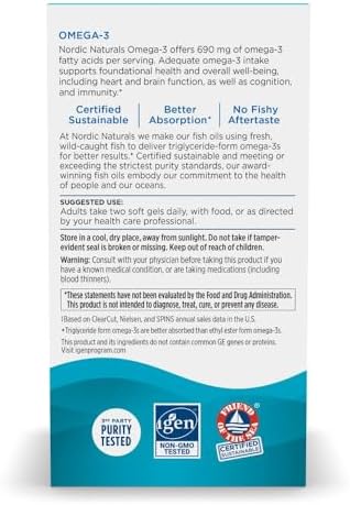 Nordic Naturals Omega-3, Lemon Flavor - 90 Soft Gels - 690 mg Omega-3 - Fish Oil - EPA & DHA - Immune Support, Brain & Heart Health, Optimal Wellness - Non-GMO - 45 Servings
