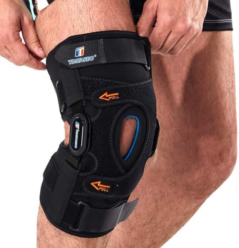 T TIMTAKBO Hinged Knee Brace for Knee Pain Relieve,GEL Patella Support with Removable Dual Side Stabilizers,Knee Support for Meniscus Tear,Relieves ACL,MCL,PCL,Arthritis, Knee Brace for Men/Women