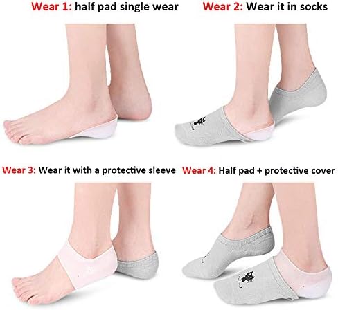 Dr.Pedi Invisible Height Increase Elevators Heels Cushion Insole - Heal Dry Cracked Heels & Protector, Arch & Men’s Size Support, White, 2 cm