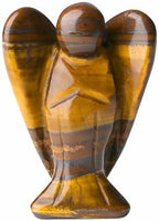 YATOJUZI 2" Tigers Eye Angel Decor Healing Crystals Polished Natural Stone Sculpture Statue Hand Carved Cute Figurines Energy Reiki Home Room Office Desk Decoration Guardian Gifts for Women Men