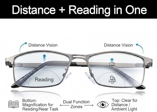 YIMI Photochromic Bifocal Reading Glasses UV Outdoor Sunglasses Computer Anti Blue Light Transition Eyeglasses for Men Women