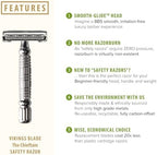 VIKINGS BLADE Double Edge Safety Razor for Men + 5 Swedish Steel Blades + Luxury Case. Smooth, Reusable, Eco-Friendly (The Chieftain)