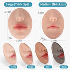 Silicone Nose Mouth Model Soft Flexible Piercing Practice Body Parts Silicone Lips Realistic Face Piercing Model Display (Tan, L-Thick Lip)
