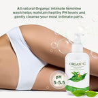 Organyc Feminine Intimate Wash for Sensitive Skin, 250 ml, pH-Balanced Cleanser with Organic Tea Tree & Botanical Extracts
