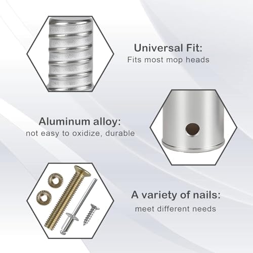 Metal Threaded Tip Repair Kit,Broom Handle Threaded End,Palo para Trapeador,Broom Stick Pole Extension Pole Adapter 2 Sets