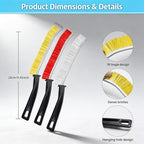 3 Pack Hard Bristle Crevice Cleaning Brush Set, Narrow Spaces Deep Reach Gap Scrub Tool with Long Handle for Household Use Kitchen Bathroom Sink Track, Mixing Colors