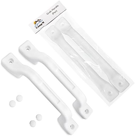 Camp'N RV Grab Handle - White Sturdy 2-Pack Plastic Handles with Mounting Hardware, Ideal RV Handrail for Campers, Adults, and Elderly Safety
