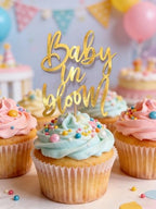 Baby in Bloom Cupcake Toppers,Spring Themed Baby Shower Party Cake Decor,for Gender Reveal/Baby Celebration/Pregnancy Announcement/Expectant Parents Welcome New Baby Parties Supplies,12PCS