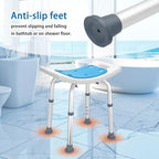 Bath Seat Bathroom Bathtub Shower Chair Stool for Adults, Seniors and Disabled, Elderly Tub Transfer Bench for Inside Shower (Grey, Round Foot Mats)