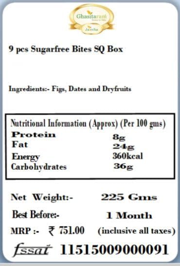 Ghasitaram Gifts Diwali Gifts 9 pcs Sugarfree Bites SQ Box