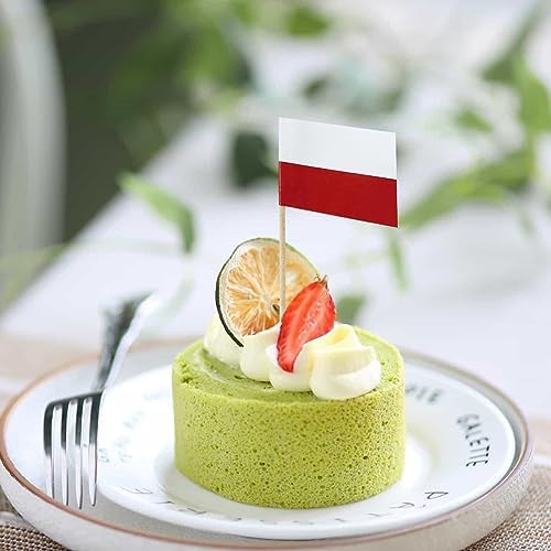 100 pcs Poland Flag Polish Small Toothpick Mini Cupcake Flags Cocktail Picks