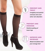 ITA-MED Sheer Knee High Compression Stockings for Women - Graduated Medium Compression 20-22 mmHg, Closed Toe
