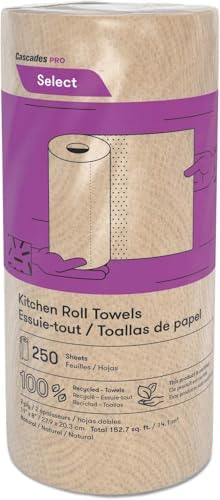 Cascades PRO Select Kitchen Roll Towels – Strong and Absorbent 2-Ply Paper Towels – Fits Standard Holders – 250 Sheets/Roll, 12 Rolls/Box – K251 – Natural Brown