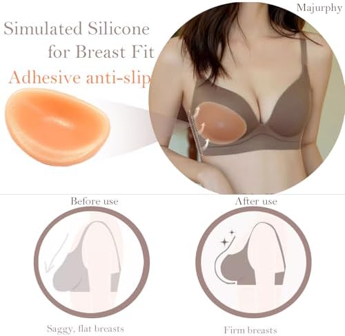 Majurphy Sticky Silicone Bra Inserts Pads,Breast Enhancer Push Up Bra Inserts,Chicken Cutlets Bra Insert, Bra Padding Insert