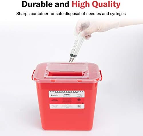 Alcedo Sharps Container for Home Use 2 Gallon (2-Pack) | Biohazard Needle and Syringe Disposal | Professional Medical Grade