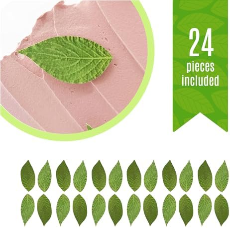 Sugar Robot - Edible Green Leaves for Decoration - Small Size - Edible leaves for cake decorating - Premium Crafted - Made in the USA Cake -Set of 24 (Green Leaves)