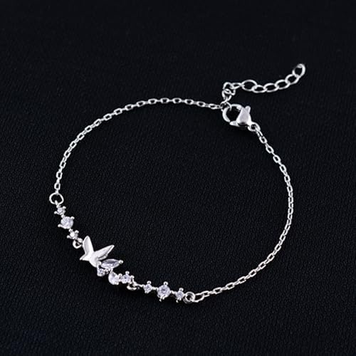 Silver Bracelet for Women, Adjustable Layered Charm Chain Bracelets, Dainty Fashion Jewelry Gifts for Her