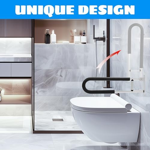 HECASA Toilet Grab Bar 23.6 Inch Flip Up Handicap Grab Bars Rails Folding Support for Elderly Disabled Pregnant Woman Bathroom Shower Safety Toilet Safety Rail