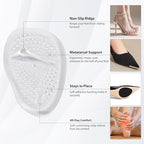 Metatarsal Pads and Shoe Grips for Heels - 2 Pairs Ball of Foot Cushions & 4 Pairs Anti Slip Shoe Grips, Gel Shoes Inserts and Rubber Non Slip Shoes Gummies for Heel