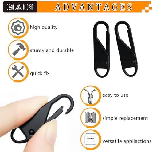 Zipper Pull Replacement Compatible with Samsonite Luggage,6PCS,Metal Pull Tabs,1.4"x0.4"x0.17"