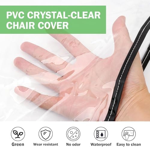 Salon Chair Cover - 20.8"x 15.7"x 4"Seat Covers Black,Salon Chair Covers Protectors,Square Salon Chair Covers Protectors fits Salon Chairs, Reinforced Precision Stitched Clear Covers (1, Oversized)