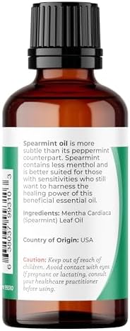 Viva Doria Spearmint Essential Oil, 100% Pure, Natural Spearmint Essential Oil, Undiluted, for Aromatherapy | Food Grade, 30 mL (1 Fluid Ounce)