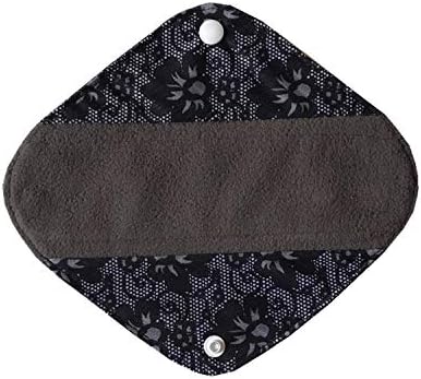 MUMBABY 3pcs Set 1pc Mini Wet Bag +1pcs 8inch Pantyliner +1pcs 10 Inch Regular Charcoal Bamboo Mama Cloth/Menstrual Pads/Reusable Sanitary Pads (Black Lace)