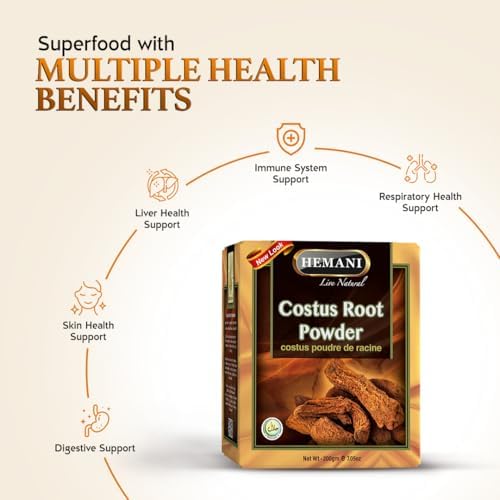 Hemani Costus Root Powder 200g - Qust Al-Hindi (Saussurea Costus) Prophetic Medicine Herb | Traditional Unani & Ayurvedic Formula | Halal, Alcohol-Free | Since 1949