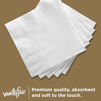 Vanity Fair Entertain Beverage Paper Napkins, White, 2-Ply, 40 Count, 4.9" x 4.9", Disposable Napkins for Entertaining