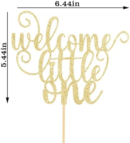 Welcome little one Cake Topper，Baby Birthday Party Cake Toppers Decorations,Baby Gender Reveal Decorations/Party Dinner Party Decorations Supplies（ Golden）