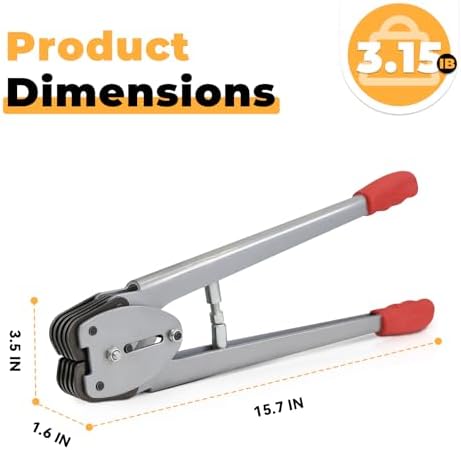 Strapping Sealer/Crimper for 1/2"-5/8" Polypropylene (PP) Strapping Band Manual Banding Tool with 15” Extended Handle (red)