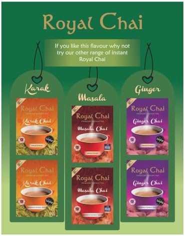 Royal Chai | Cardamom Chai Sweetened | 10 Count Single Box | All Natural, No Preservatives | Premium Instant Tea | Made in the UK