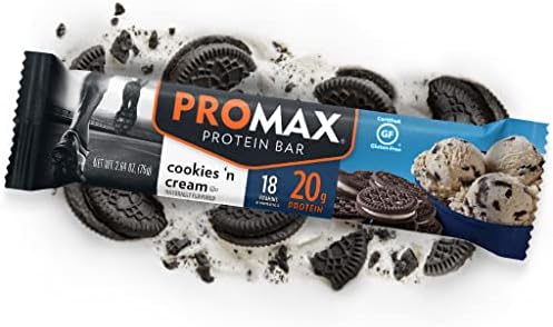Promax Protein Bar, Cookies 'n Cream, 20g High Protein, Gluten Free, 12 Count