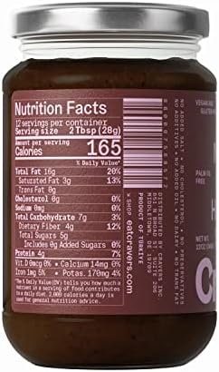 Cravers Cacao Hazelnut Spread - No Sugar Added, Vegan, Palm Oil Free & Non-GMO, Creamy Chocolate Spread | 12 oz Jar | High Protein, Kosher, Gluten Free