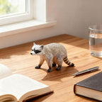 Realistic Raccoon Animal Figurines, 3 Inch Plastic Raccoon Mini Figurines, Cute Racoons Home Decor, Miniature Wildlife Sculpture, Ideal for Bedroom Office Garden Desk Decor (Grey)