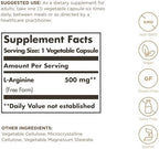 Solgar L-Arginine 500 mg - 100 Vegetable Capsules - Nitric Oxide Stimulator - Non-GMO, Vegan, Gluten Free, Dairy Free, Kosher - 100 Servings