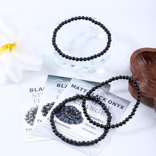 NCB 2.3-Piece 4mm Natural Crystal Gemstone Stretch Bracelets – Handmade Reiki Energy Healing Jewelry for Meditation,Yoga, Unisex