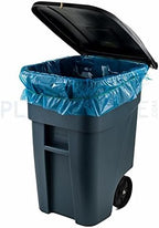 Plasticplace 65 Gallon Recycling Trash Bags │1.5 Mil │ Blue Heavy Duty Garbage Can Liners │ 50” x 48” (50 Count)